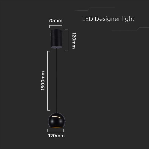 LED-Designleuchte mit den Maßen 70 mm x 120 mm, Kabellänge 1500 mm, Lampenschirmdurchmesser 120 mm