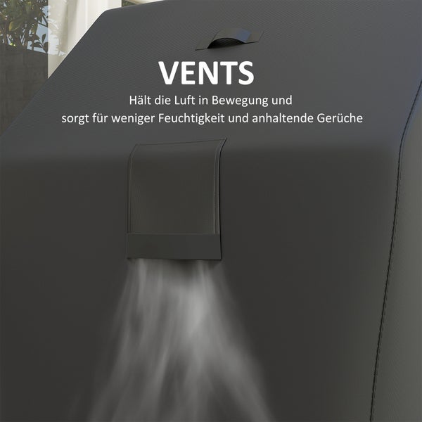 Outsunny Grillabdeckung BBQ Abdeckung Wetterfest Gasgrill Abdeckhaube mit Klettverschlüssen, 600D Oxford, Schwarz, 147 x 61 x 122cm