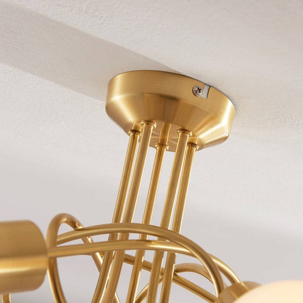 Lindby Deckenlampe Glas Metall messing matt, Deckenstrahler Deckenleuchte 5x E14 max. 8W ohne Leuchtmittel Strahler Lampe Wohnzimmer Flurlampe