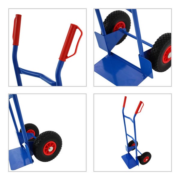 PROREGAL Sackkarre mit Standardschaufel und Gummibereifung  HxBxT 118,5x55x45cmTraglast 200kg Blau