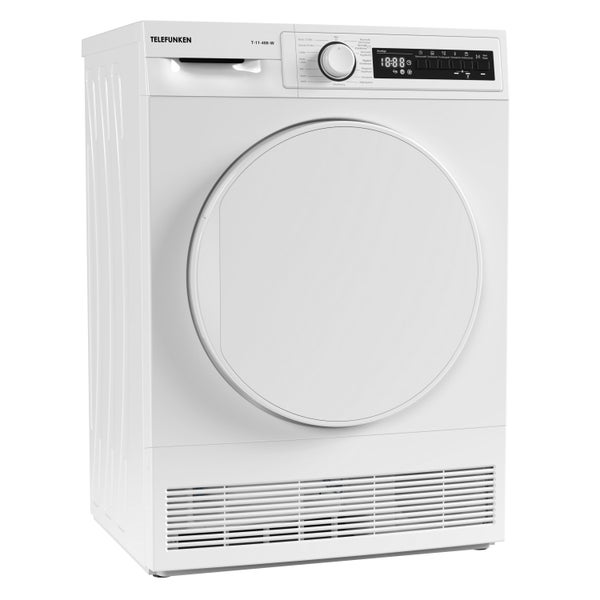 Telefunken T-11-400-W Kondenstrockner 7kg Trockner mit 15 Programmen Startzeitvorwahl & Knitterschutz weiß