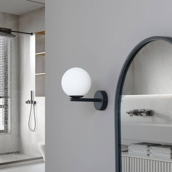 Lucande Wandleuchte, Wandlampe Bad Bidolo (spritzwassergeschützt in Schwarz aus Metall (1 flammig G9) - Wandleuchten Spiegelleuchte Badezimmer Wandbeleuchtung Badezimmerleuchte