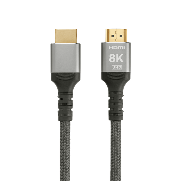ProfiPatch HDMI Kabel 8K 60Hz & 4K 120Hz UHD 0,5m grau Goldkontakt Textil für Monitore, Fernseher, Konsolen