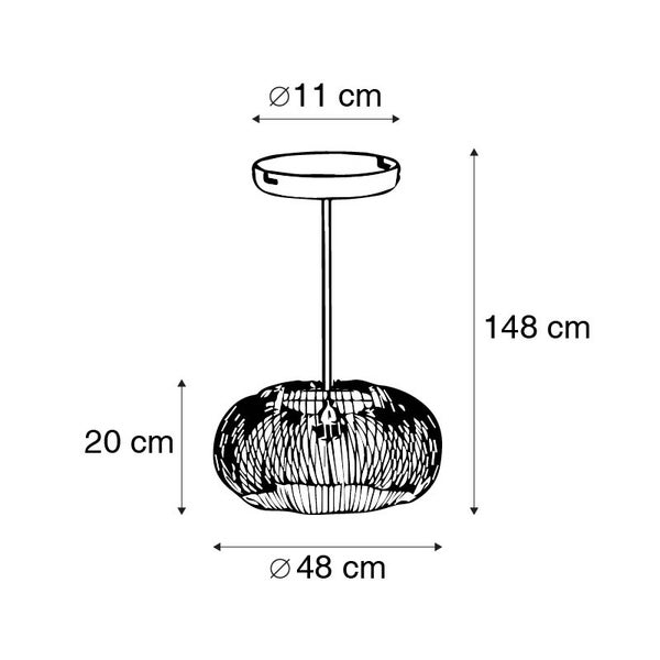 Skizze einer Pendelleuchte mit Maßangaben