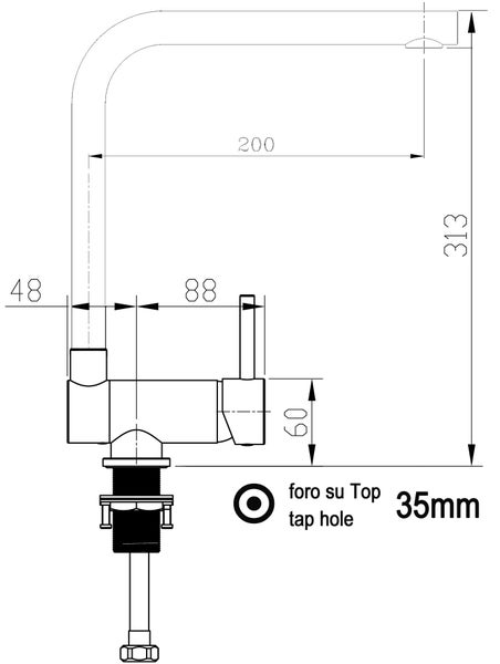 Wasserhahn Vorfenster Küchenarmatur, Umklappbar 6 CM, mit 360° schwenkbarem L-Auslauf, Verchromt