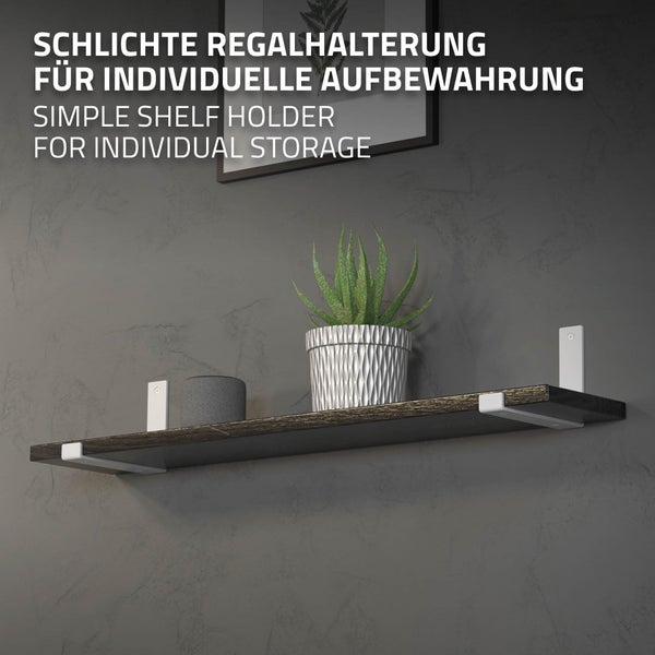 ML-Design 2 Stück Regalhalterung, 20x4x14 cm, Weiß, aus Metall, 8 Zoll Regalhalterungen, Industrielle Regalwinkel, Regalträger für Wandmontage, 90 Grad Wandhalterung, L-Form Wandregal, inkl. Schrauben