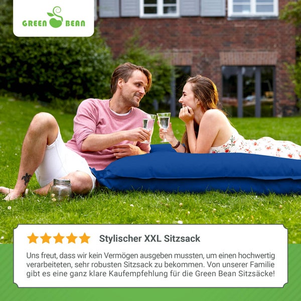 Green Bean Sitzsack XXL 140x180cm 380 Liter Kinder & Erwachsene Bean Bag EPS Perlen Füllung Riesensitzsack Groß Draußen Outdoor Liegekissen Waschbar Wetterfest Lounge Sitzkissen Bodenkissen Blau