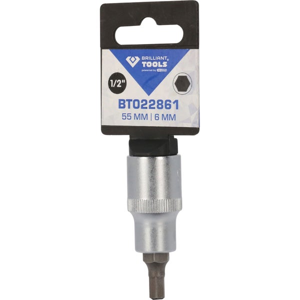 BRILLIANT TOOLS 1/2 Innensechskant Bit-Stecknuss 55 mm lang 6 mm - BT022861