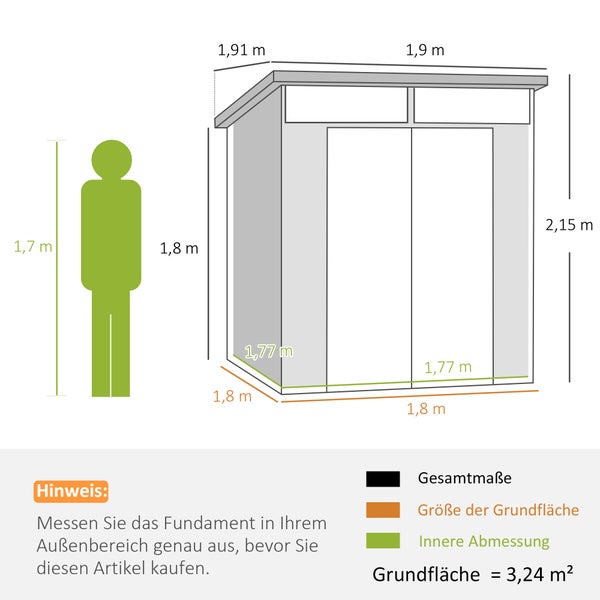 Outsunny Gerätehaus Kunststoff 3,24m³ 190x191x215cm Geräteschuppen mit Pultdach, Abschließbarer Tür, wetterfest Gartenhaus, Outdoor Garten Schuppen Schrank für Hinterhof, Außenbereich, Hellgrau