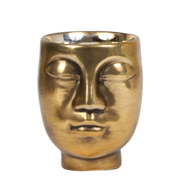 Übertopf Face - Form eines zarten harmonischen Gesichts - gold - passend für 9cm Töpfe