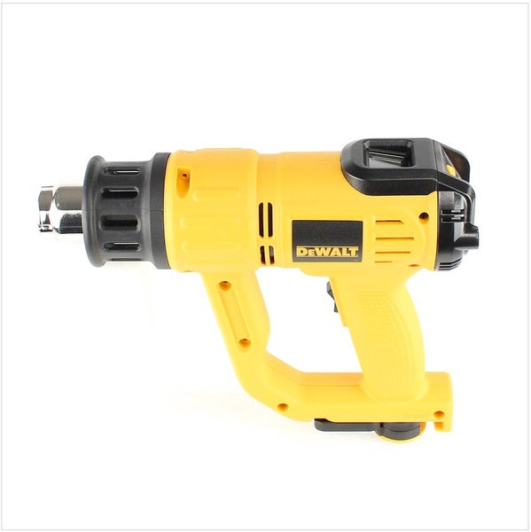 DeWALT Heißluftgebläse in Gelb und Schwarz mit digitaler Anzeige.