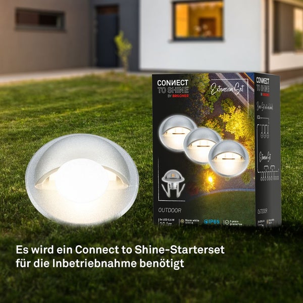 Briloner Connect to Shine LED Außenleuchten Erweiterungsset 3-teilig für den Garten, Schutzart IP65, warmweißes Licht.