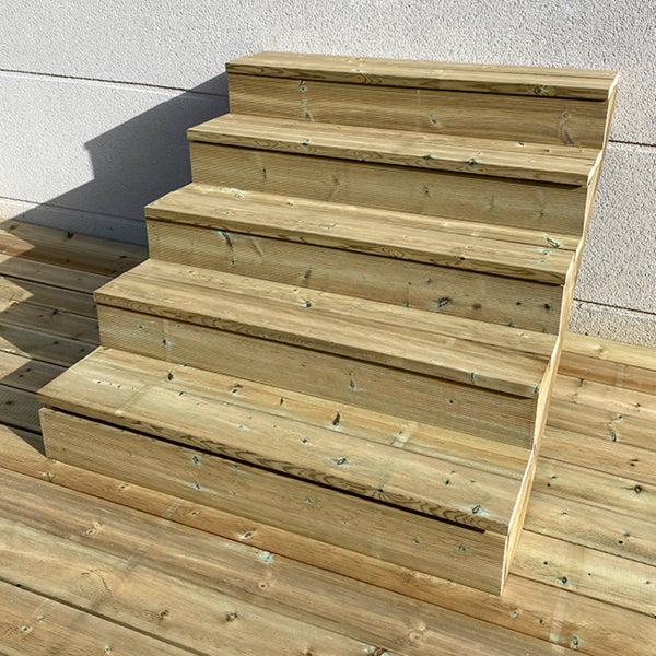 Außentreppe, Gartentreppe, Terrassentreppe  Holz H88cm 5 Stufen, Breite 120cm, MIT Setzstufen