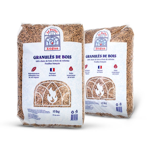 Hartholz Pellets 2 x 15 kg, Holzpellets mit hohem Brennwert für Kamin, Heizung, Ofen, aus nachhaltiger Produktion
