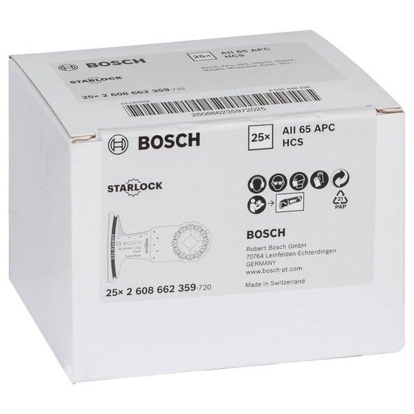 Bosch 25x HCS Tauchsägeblatt AII 65 APC Wood 40 x 65 mm - 2608662359