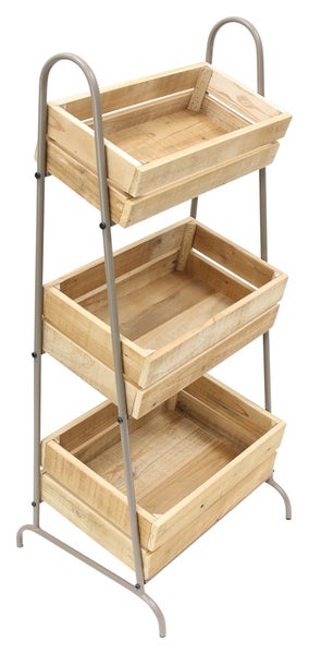FRANK FLECHTWAREN | Kistenregal Rustikal, HOLZ, METALL, 43 x 39 x 100 cm