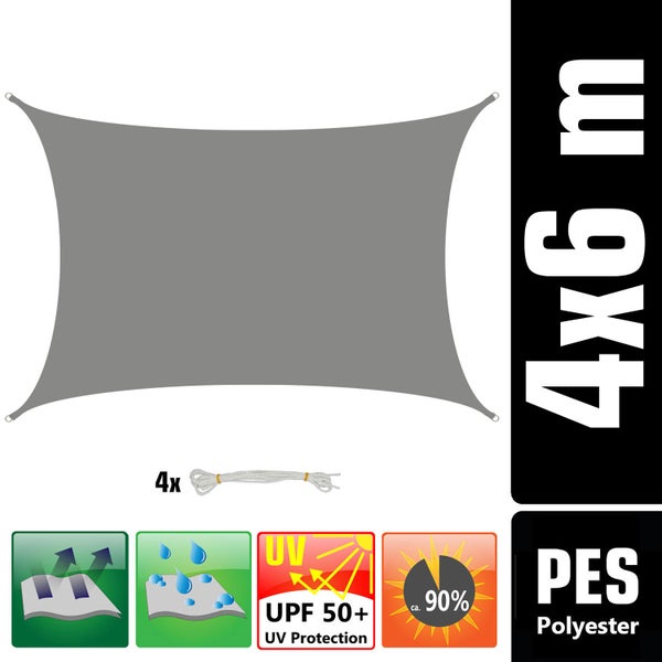 AMANKA 98% UV Schutz: Sonnensegel Wasserdicht 4 x 6 - Sonnensegel für die Terrasse Segeltuch Sonnenschutz Schattenspender Garten Sonnenschutz Sonnensegel Outdoor Sonnensegel Balkon Segel für Terrasse