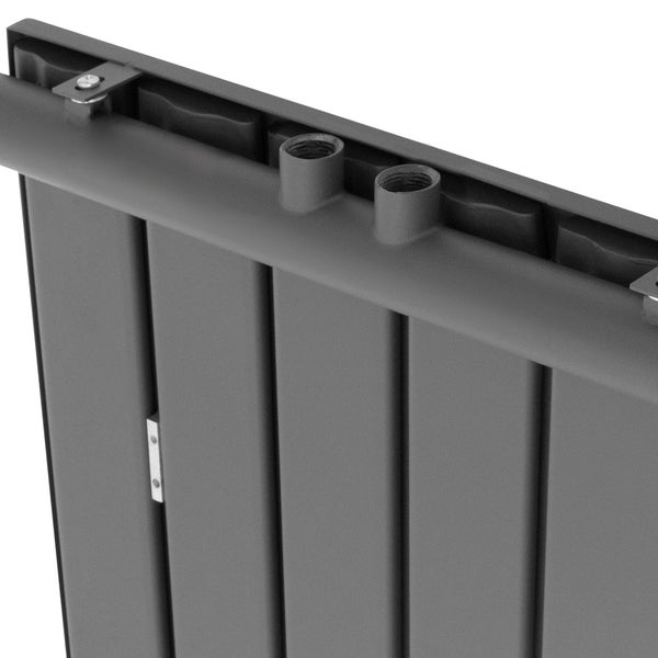 LuxeBath Badheizkörper 1800x452 mm Anthrazit Flach Einlagig Design Heizkörper Mittelanschluss Vertikal Planheizkörper glatte Vorderseite Vertikalheizkörper Paneelheizkörper Flachheizkörper  Heizwand