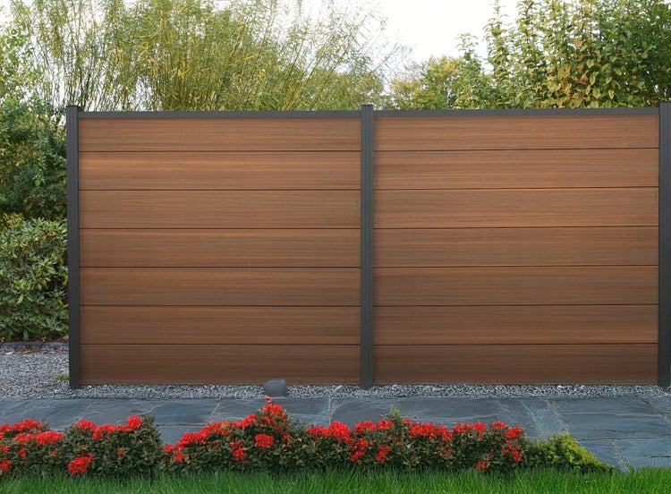 GartenLand Musterstück WPC Zaun XL Ameland Co-extrudiert Mahagoni 20 cm