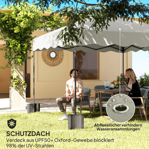 Outsunny Pavillon ca.3x3m, wasserabweisend Stabil Winterfest Pop-up Faltpavillon mit UV Schutz 50+, Faltbar Partyzelt Gartenzelt mit Rolltasche, Gartenpavillon für Camping Garten, Cremeweiß