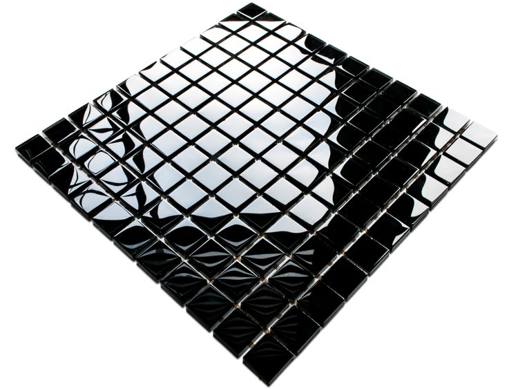 Glasmosaik auf Netz für Bad und Küche 30cm x 30cm  - Black Absolut
