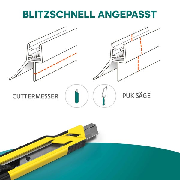 Meisterfaktur Duschdichtung 2x - Verlängerter Wasserabweiser - Ideale Dichtung für 4 bis 5mm Glastüren in Duschen (4-5mm (transparent))
