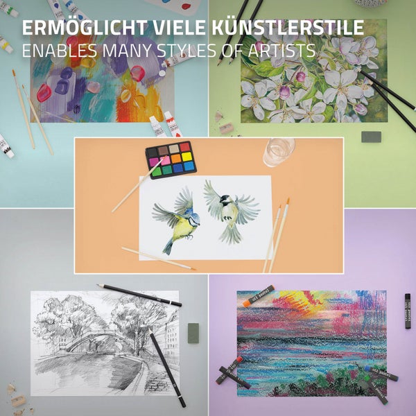 ECD Germany Malset Koffer 85-teilig, Künstlerset Maler, inkl. 3 Zeichenblock, Acrylpad & Zubehör, Malkoffer Kunstbedarf in tragbarer Holzkiste, Professionelles Kunstset, Zeichenset, Holzkoffer Etui