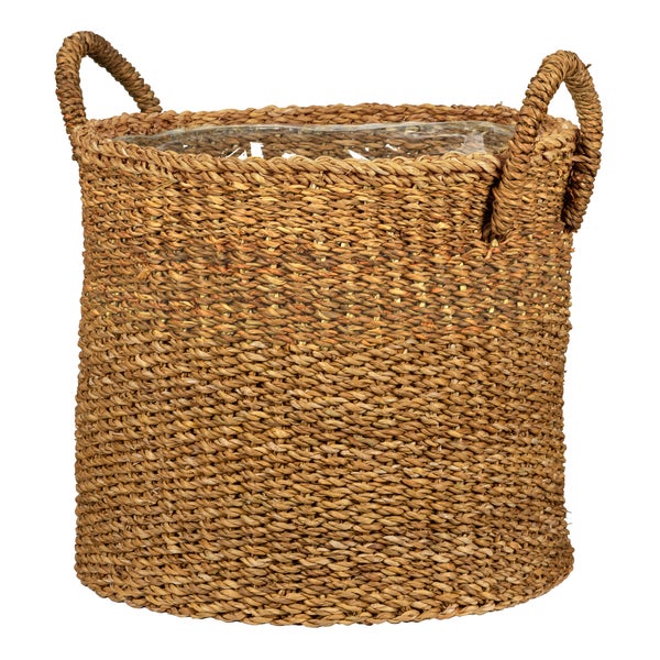 Scheurich Seagrass 37, Korbgefäß/Korb-Pflanzgefäß/Korbtopf mit Griffen aus Seagrass Farbe: Nut, 38 cm Durchmesser, 33 cm hoch, 37,4 l Vol.