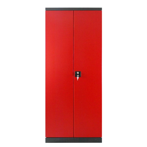 PROREGAL Stahlschrank Owl mit 4 Fachboden HxBxT 192 x 78 x 58 cm Anthrazitgrau Rot