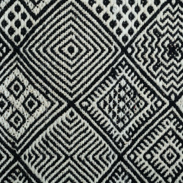 Handgewebter stilvoller Kelim im skandinavischen Style Schwarz Weiß - 70x140 cm