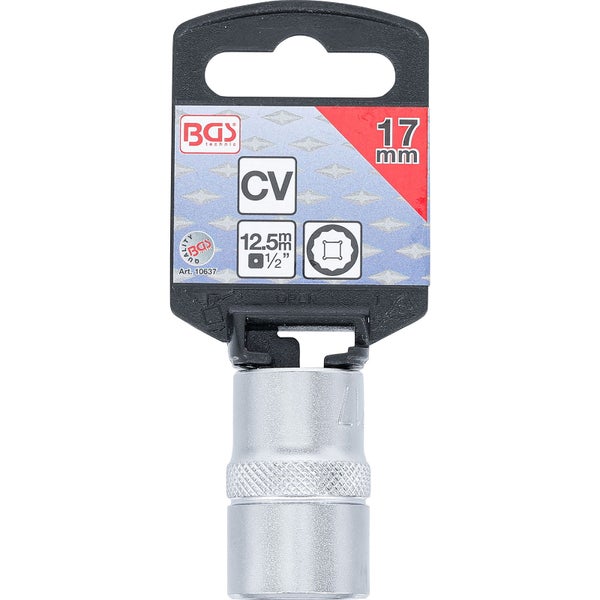 BGS Steckschlüssel-Einsatz Zwölfkant Antrieb Innenvierkant 12,5 mm (1/2) SW 17 mm - 10637