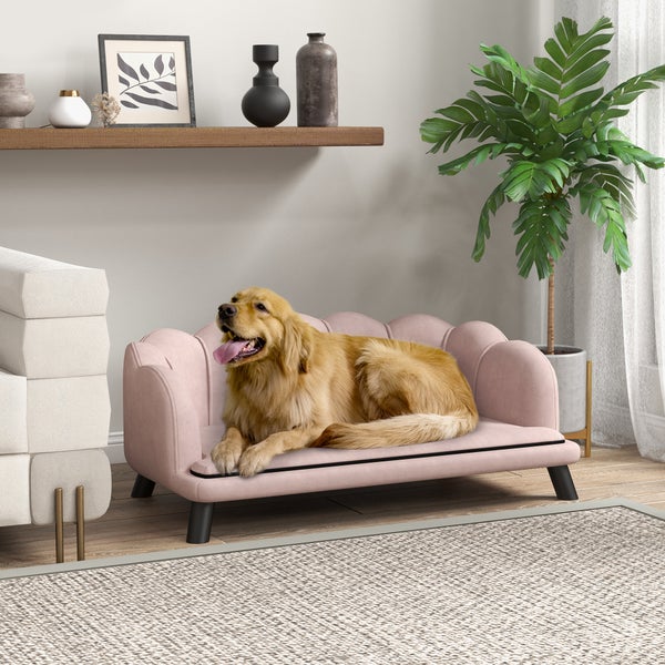 PawHut Hundesofa, 98,5B x 60,5T x 35,5H cm, Polyester, Schaumstoff, Rosa