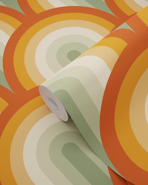 Tapetenrolle mit Retro-Kreismuster