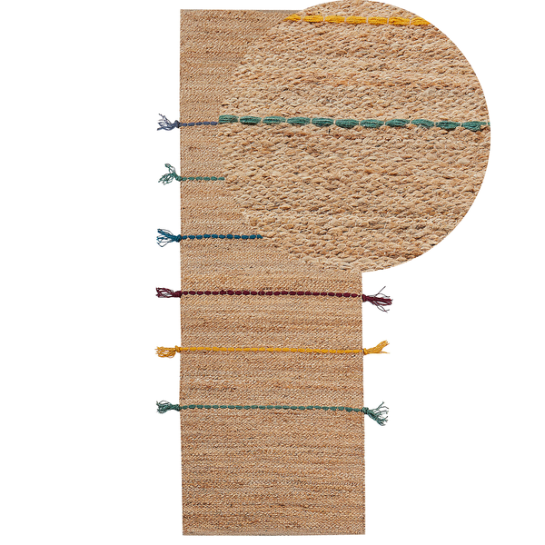Kinderteppich UZUNTA Beige 70 x 200 cm Jute