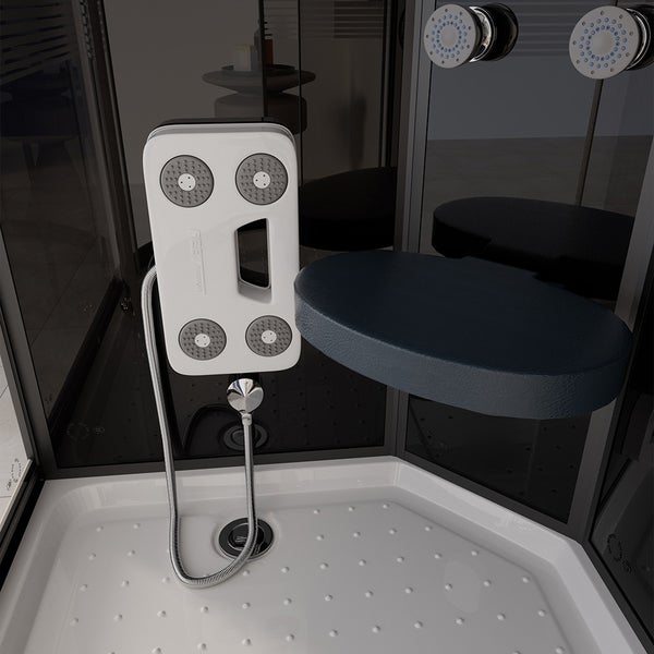 Home Deluxe - Komplettdusche BLACK PEARL - Maße: 120 x 80 cm Rechts - inkl. Regendusche, Radio und Zubehör I Duschtempel Fertigdusche, Dusche, Duschtempel