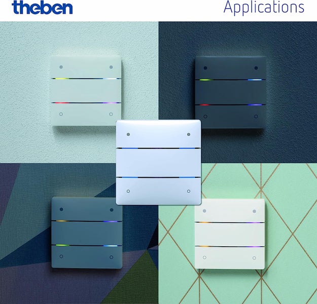 Theben 4969234 iON 104 KNX Tastsensor mit 4 Tasten und 4 Status-LEDs und integriertem Temperatursensor I Schalten, Dimmen, Jalousie, Wertgeber, Farbsteuerung etc.