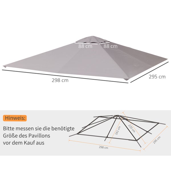Outsunny Pavillondach, Ersatzdach für Pavillon, 2,98 x 2,95 m, Polyester, Beige