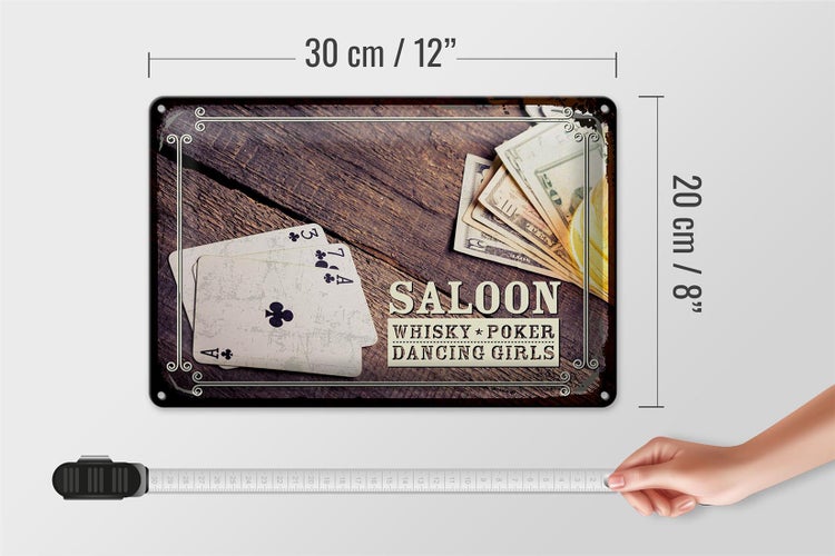 Blechschild Spruch Saloon Whisky Poker Dancing 30x20cm