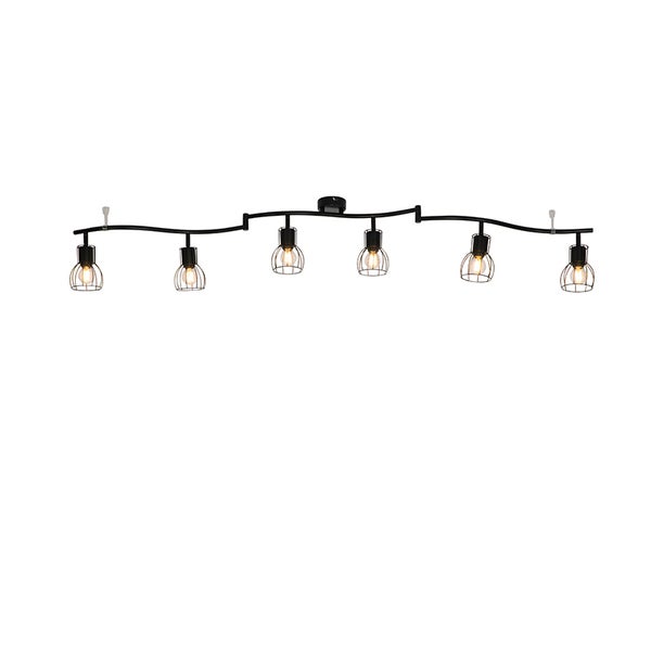 Schwarze Deckenleuchte mit sechs Leuchten im Käfigdesign