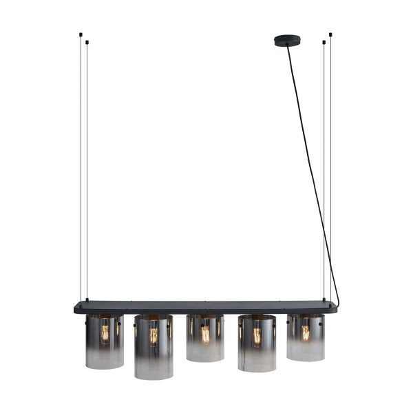 Hängelampe mit fünf Leuchten und Glaszylindern