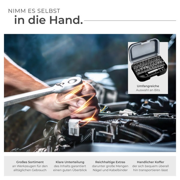 Werkzeugkoffer tectake  500-teilig mit Klappgriff