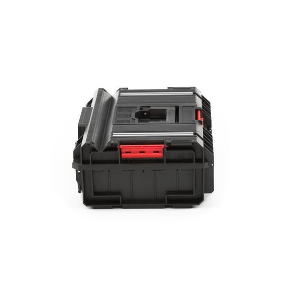 PROREGAL QBRICK Werkzeugkasten One Mit Aluminiumschienen 15,5 Liter Traglast Bis Zu 120 kg Mit Deck & Frontgriff Mit Klemmverschlüsse Schwarz