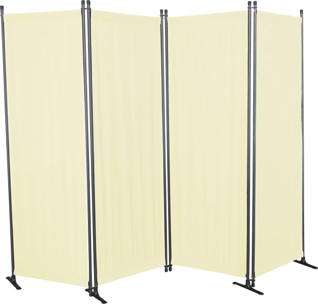 Raumteiler mit vier Paneelen und Metallrahmen