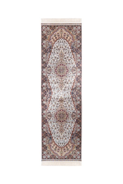 Orientteppich-Läufer mit floralem Muster, Medaillon und Fransen an den Enden
