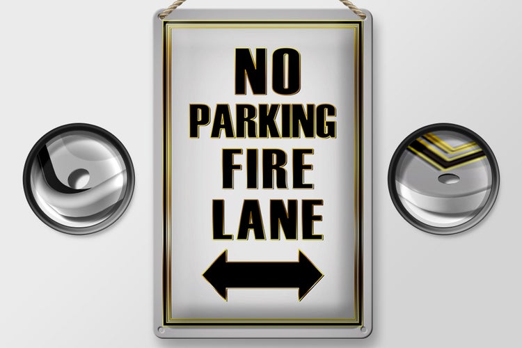 Blechschild Hinweis 20x30cm No Parking fire lane left right