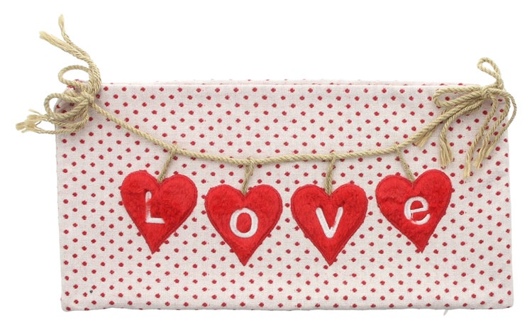 FRANK FLECHTWAREN|Deko-Kissenhülle Love Hearts, 50 x 27 cm, POLYESTER JUTE