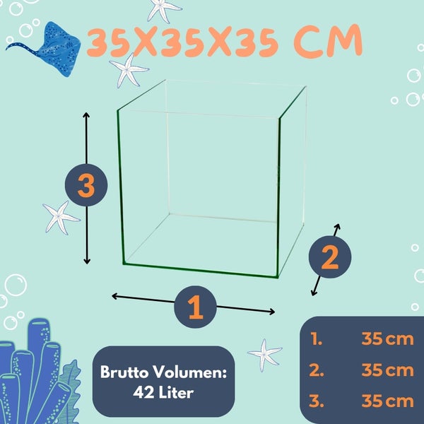 Würfel Aquarium 35x35x35 Becken Glasbecken 35 Glasaquarium Garnelen Aquarium Nano Aquarium Aufzuchtbecken