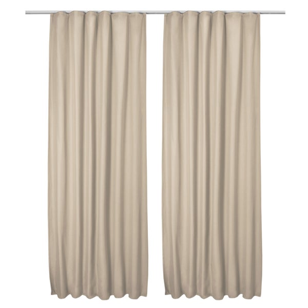 Beautissu Amelie TK Vorhang mit Kräuselband 140x245cm Creme (2tlg)