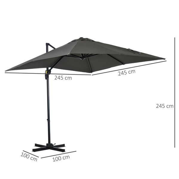 Grossschirm 245cm x 245cm x 245cm, Metall Grau