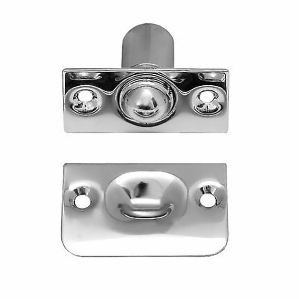 Ein kugelgelagerter Schnäpper aus Metall zur Montage an Türen und Schränken.